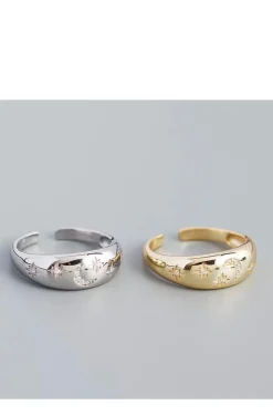 ANILLO DE PLATA LUNA Y ESTRELLAS