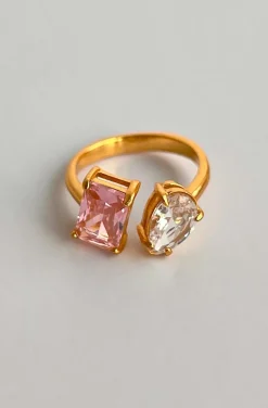 ANILLO DOBLE ROSA Y CRISTAL