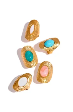 ANILLO DORADO PIEDRA ROSA