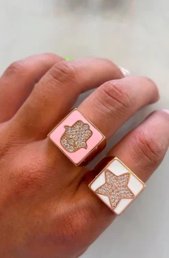 ANILLO ESMALTE BLANCO CON ESTRELLA