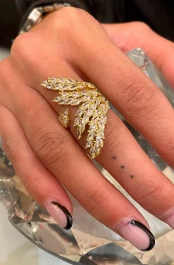 ANILLO HOJAS PALMERA DORADO