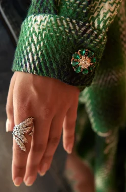 ANILLO HOJAS PALMERA PLATA