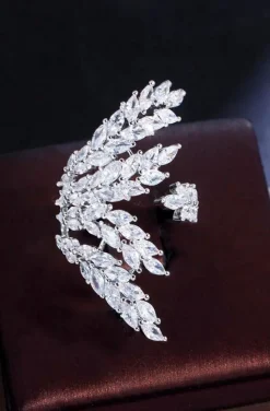 ANILLO HOJAS PALMERA PLATA