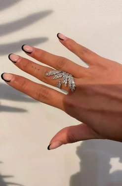 ANILLO HOJAS PALMERA PLATA