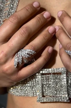ANILLO HOJAS PALMERA PLATA