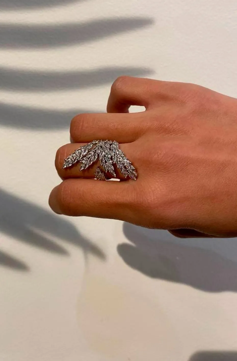 ANILLO HOJAS PALMERA PLATA