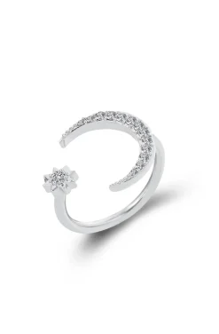 ANILLO LUNA Y ESTRELLA PLATA