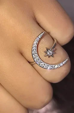 ANILLO LUNA Y ESTRELLA PLATA