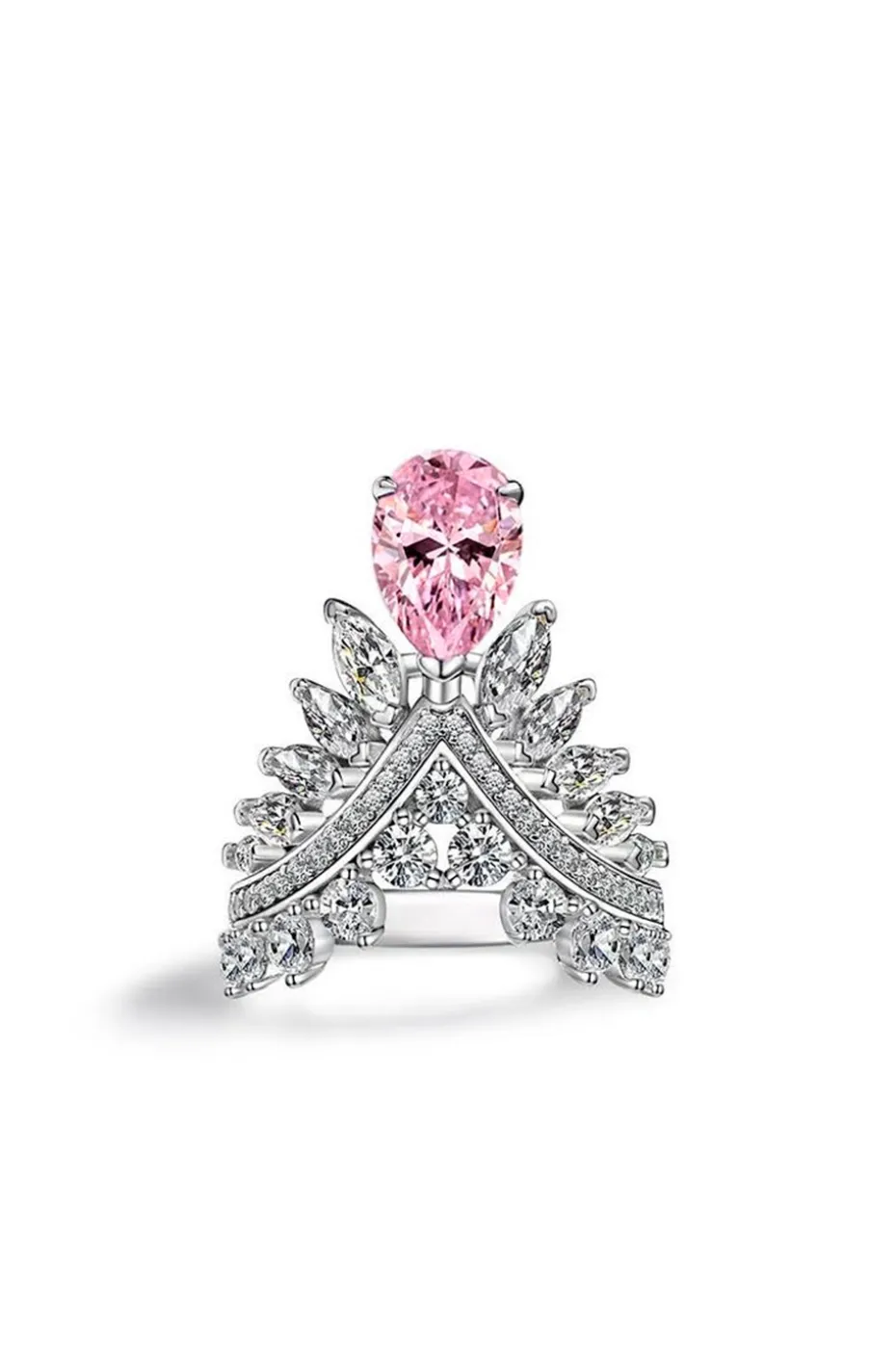 ANILLO PRINCESA DE PLATA PIEDRA ROSA
