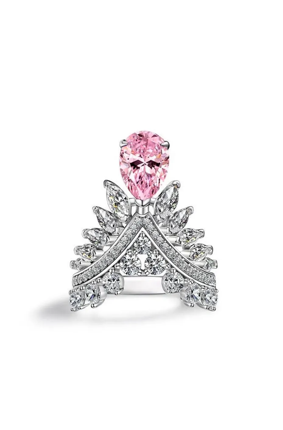 ANILLO PRINCESA DE PLATA PIEDRA ROSA