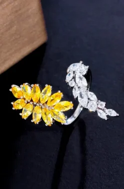 ANILLO RAMAS CON CIRCONITAS PLATA Y CITRINO