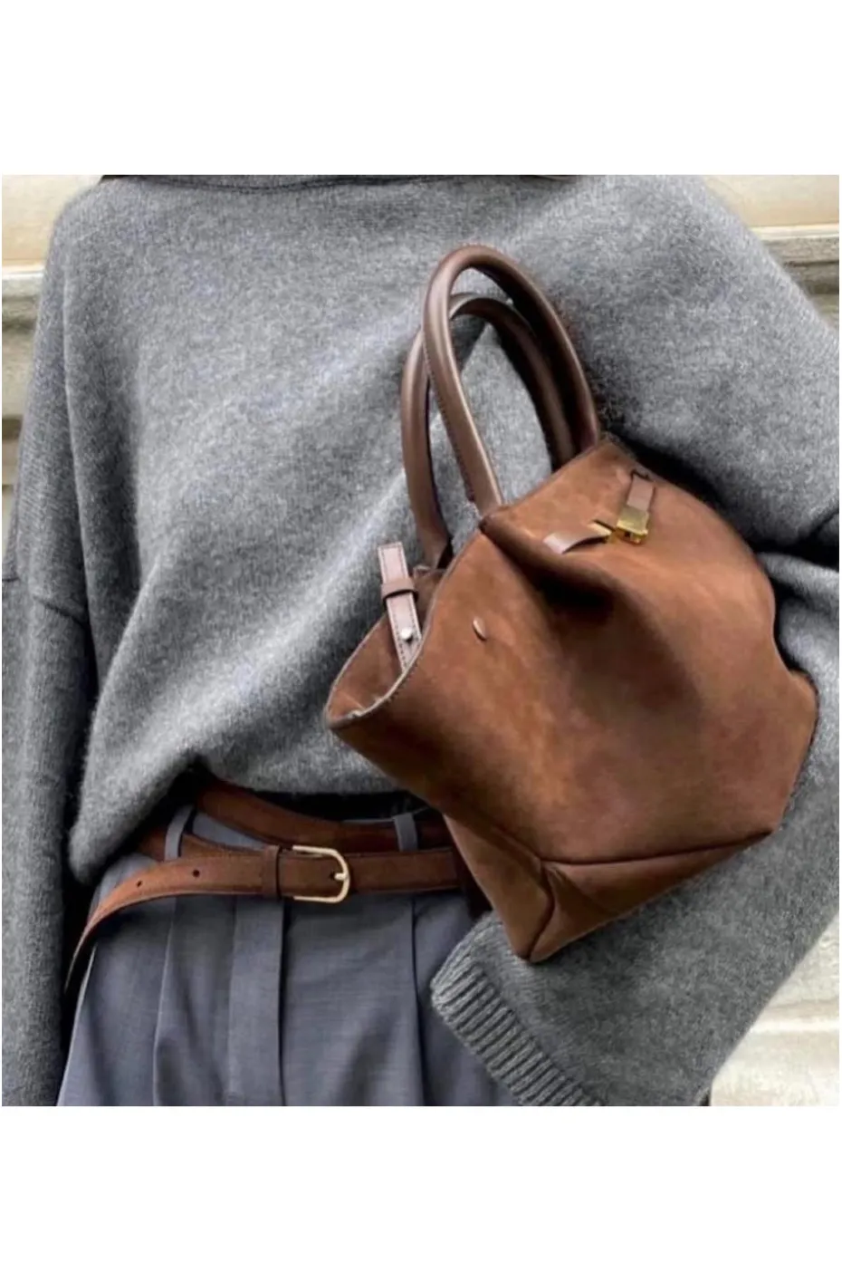 BOLSO DE ANTE MARRÓN NEW YORK