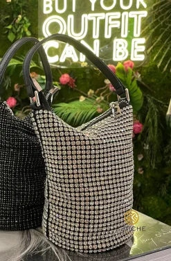 BOLSO DIAMANTES PLATA