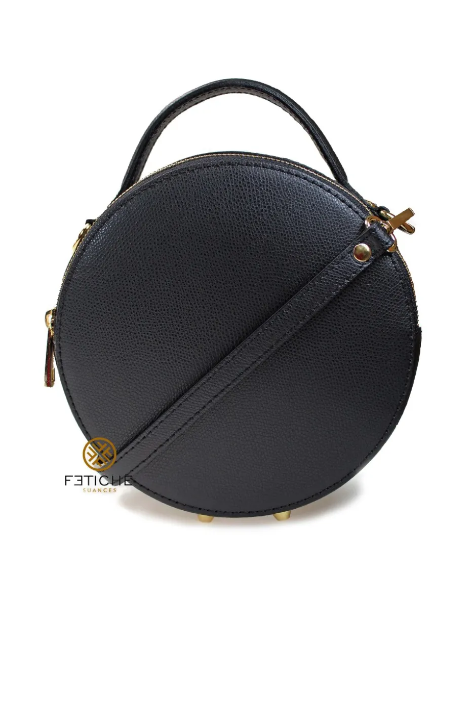 BOLSO PIEL CIRCULAR NEGRO