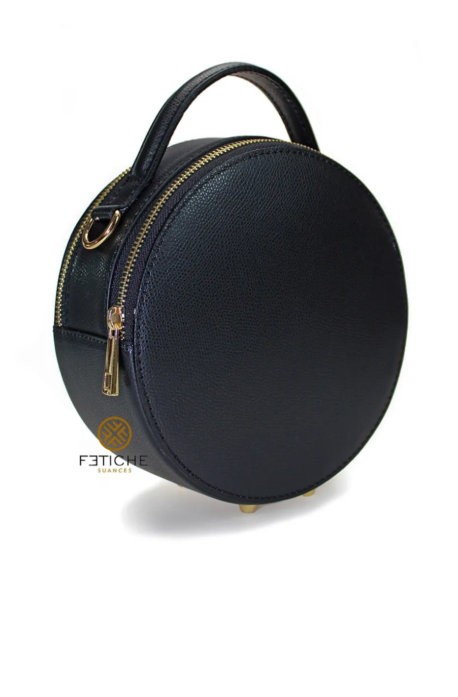 BOLSO PIEL CIRCULAR NEGRO