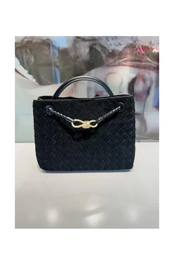 BOLSO TRENZADO ANTE NEGRO