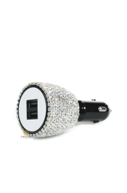 CARGADOR COCHE BLANCO CON STRASS