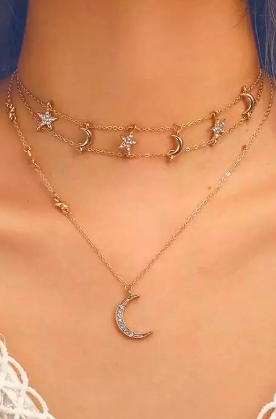 COLLAR BOHEMIO DANCING LUNAS Y ESTRELLAS