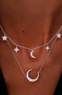COLLAR BOHO MOON & STARS PLATEADO