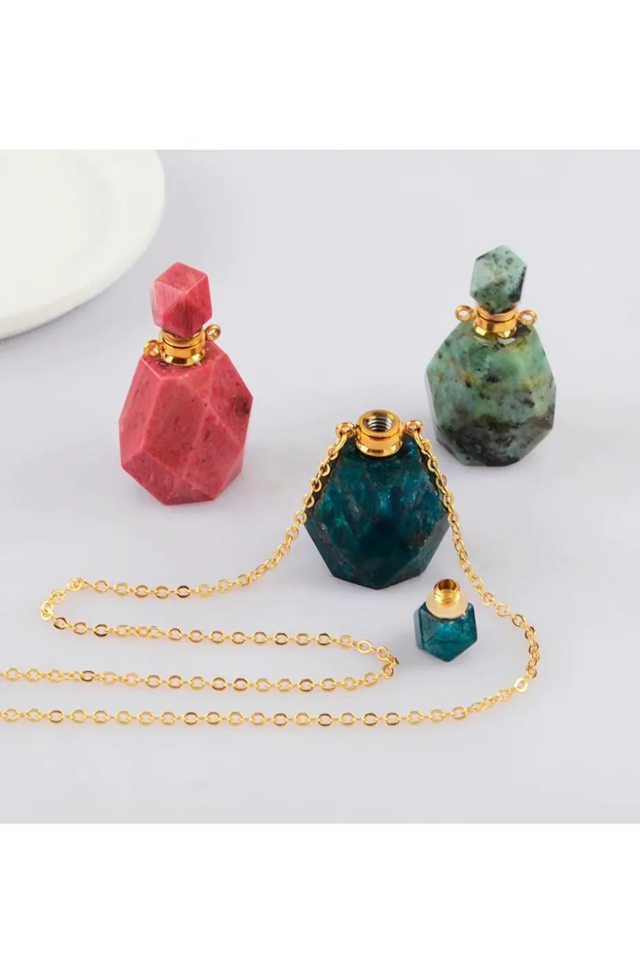COLLAR BOTELLITA BOHO JADE ROSA