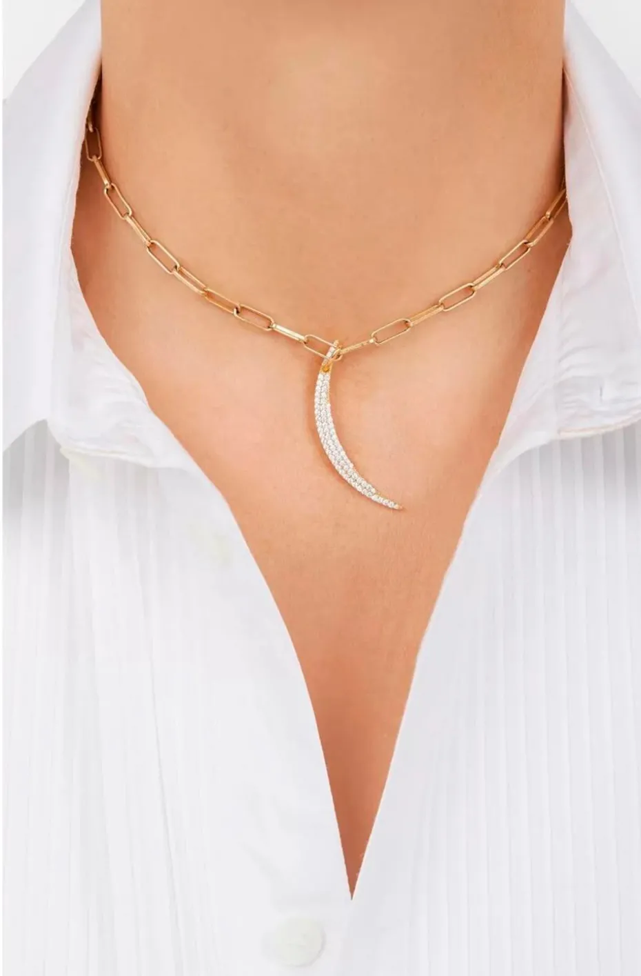 COLLAR CADENA ESLABONES MEDIA LUNA
