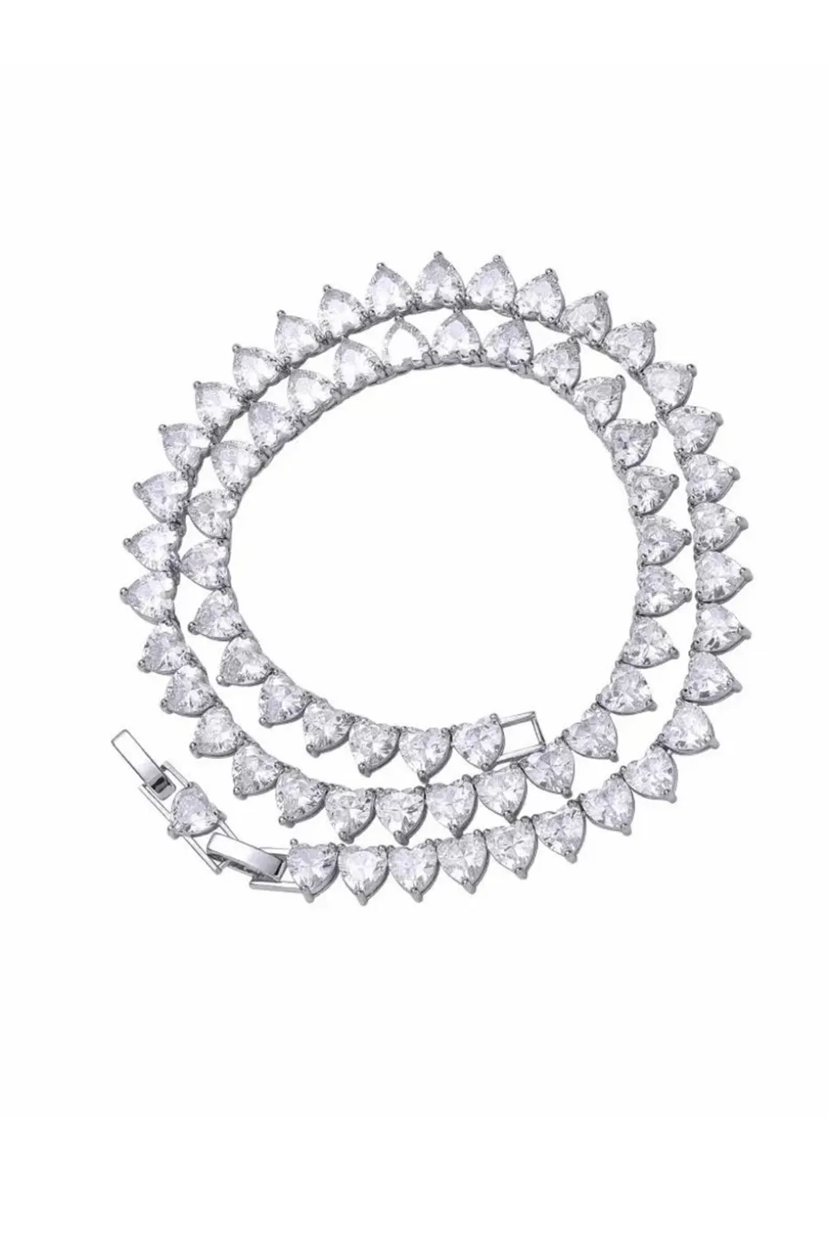 COLLAR CIRCONITAS CORAZONES PLATA