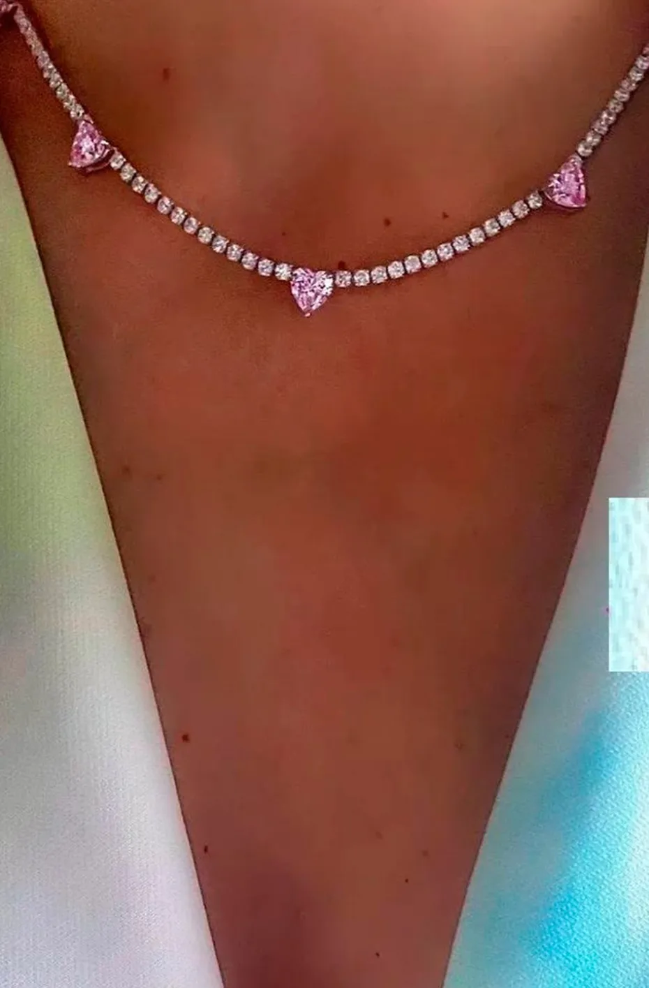 COLLAR CORAZONES ROSAS