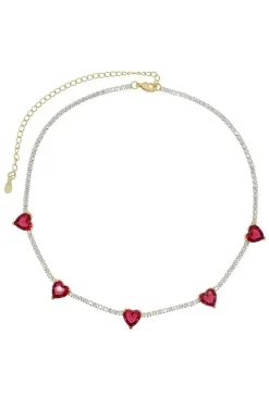 COLLAR CORAZONES RUBIES