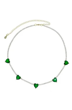 COLLAR CORAZONES VERDE ESMERALDA