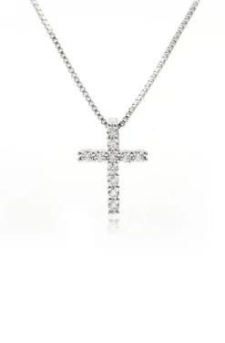 COLLAR DE CRUZ PLATA CON CIRCONITAS