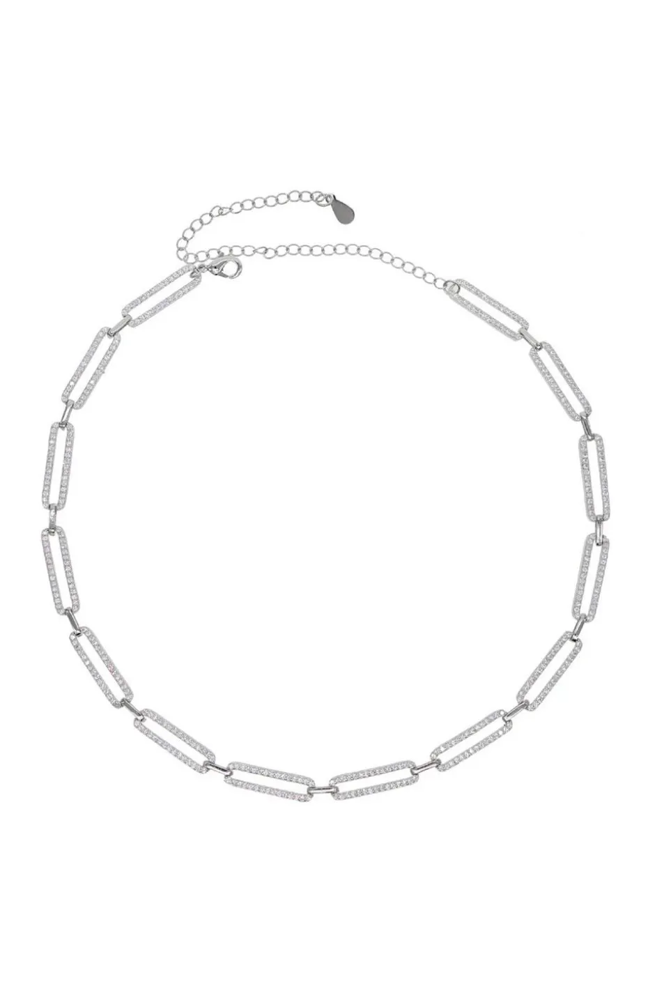 COLLAR ESLABONES CIRCONITAS COLOR PLATA