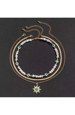 COLLAR MULTI LUCKY EYES WITH PEARLS