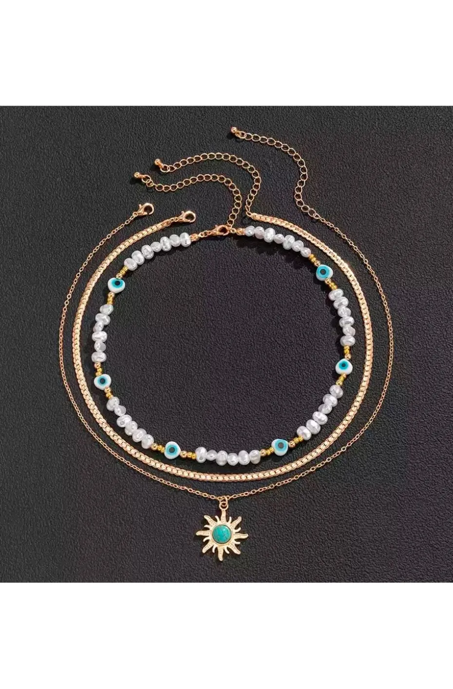 COLLAR MULTI LUCKY EYES WITH PEARLS
