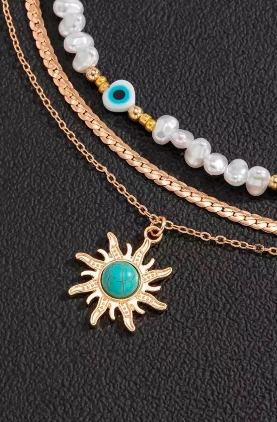 COLLAR MULTI LUCKY EYES WITH PEARLS