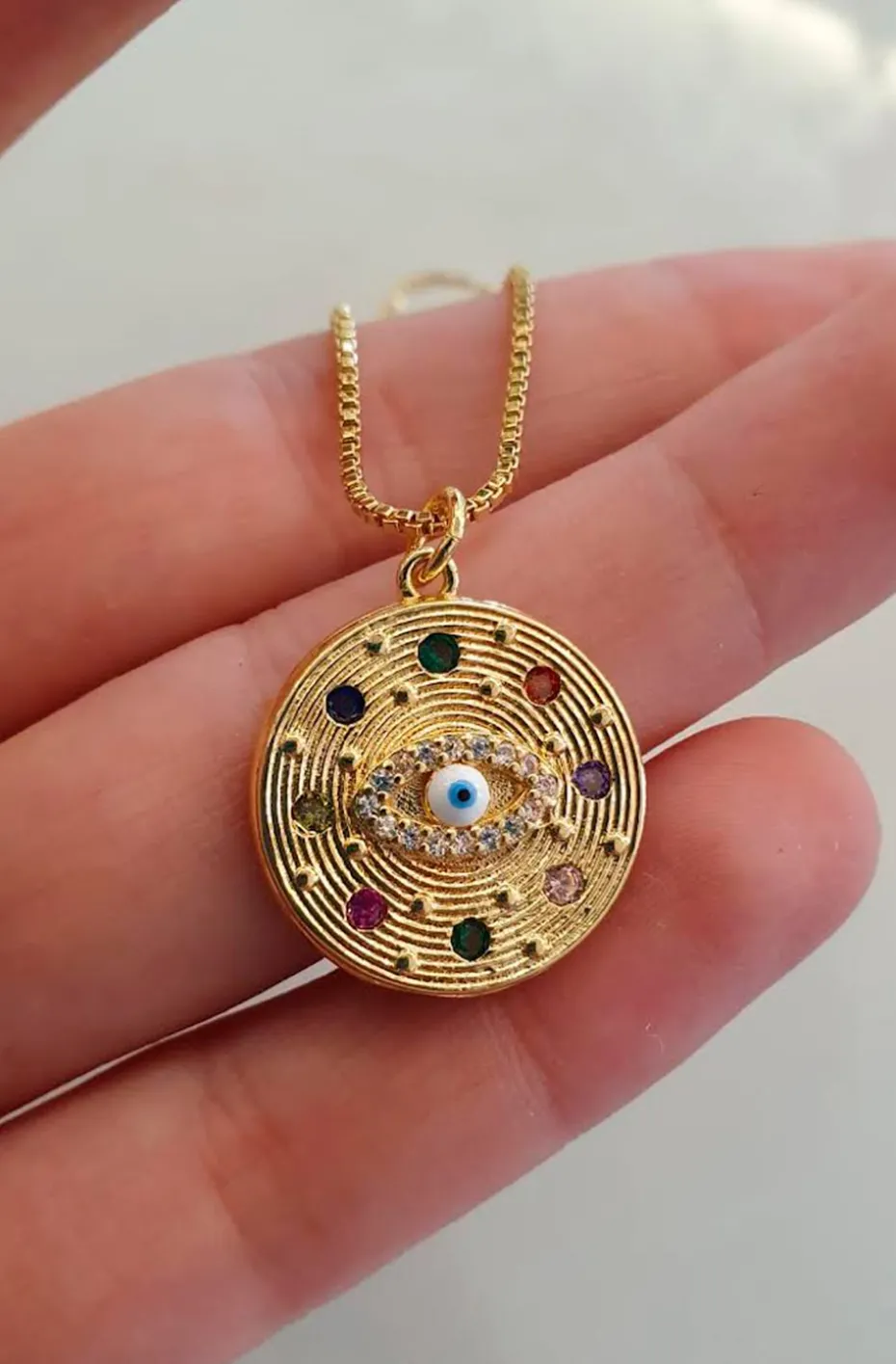 COLLAR OJO CIRCONITAS MULTICOLOR