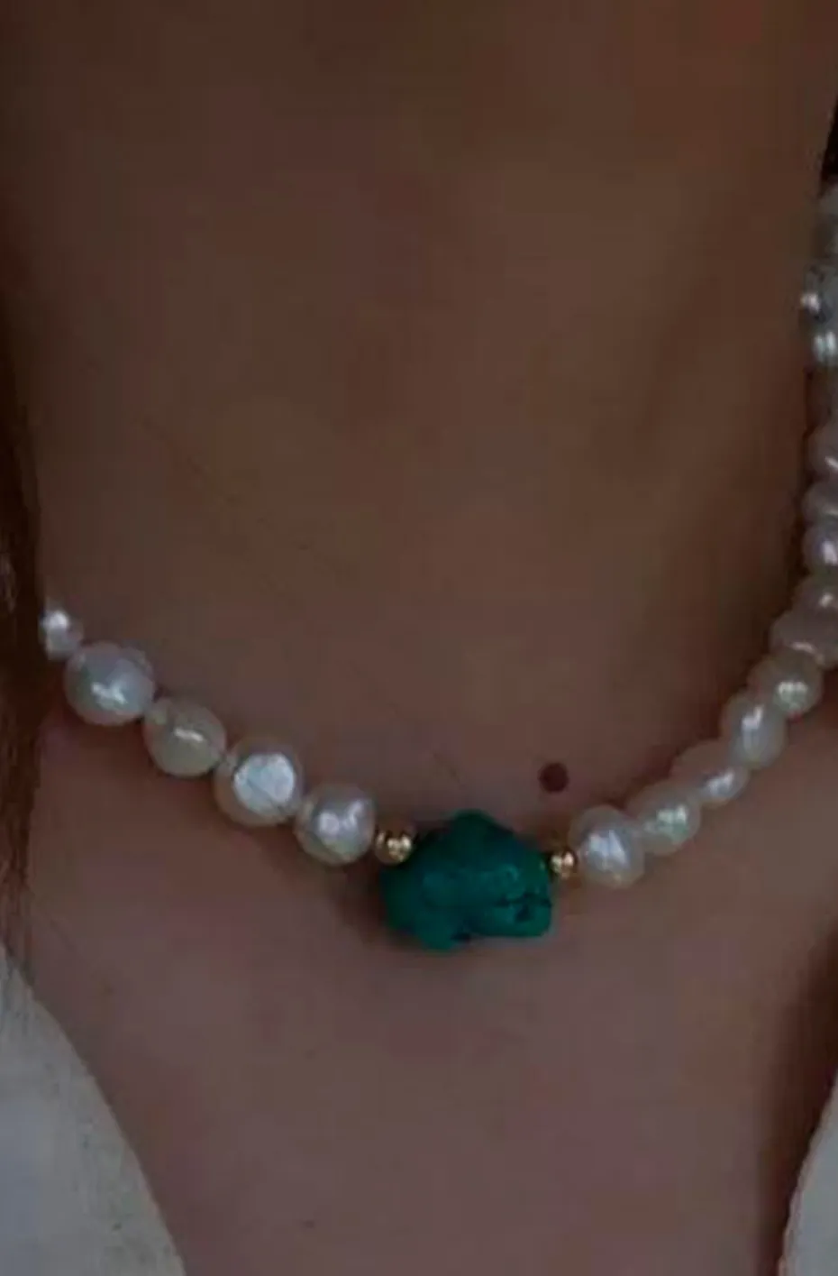 COLLAR PERLAS DE AGUA Y TURQUESA