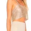 CROP TOP CRISTALES DORADO