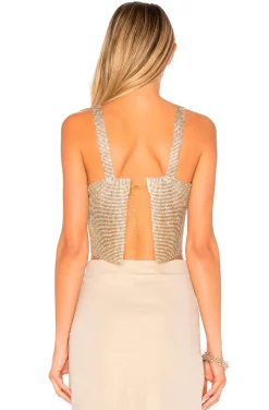 CROP TOP CRISTALES DORADO