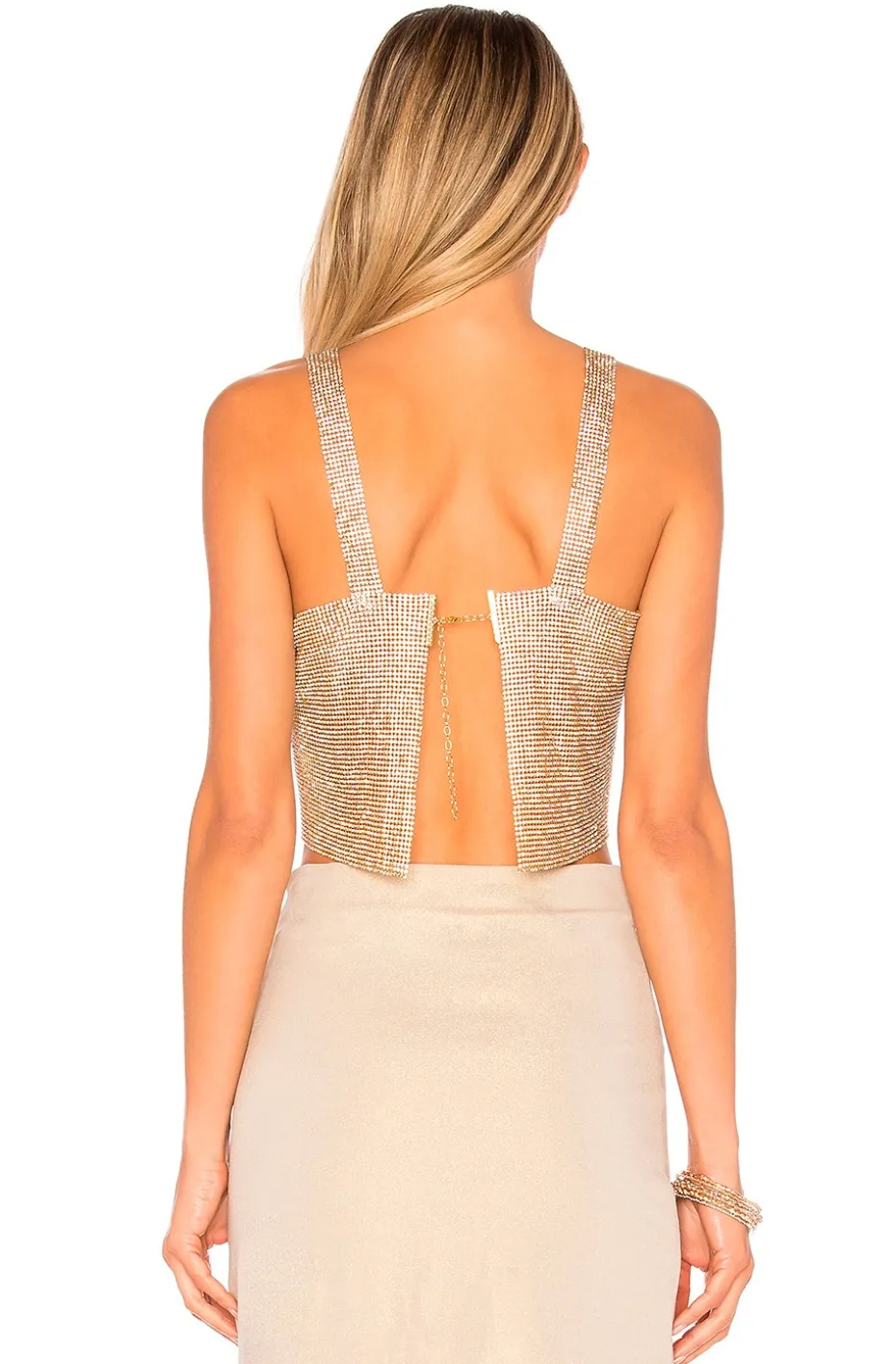 CROP TOP CRISTALES DORADO