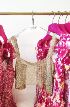 CROP TOP CRISTALES DORADO