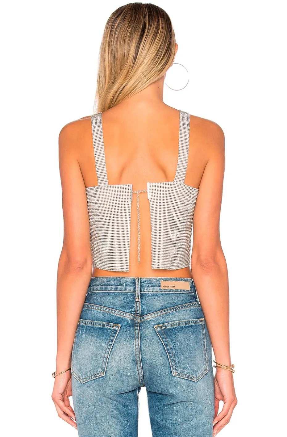 CROP TOP CRISTALES PLATA