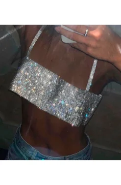 CROP TOP DE CRISTALES EN COLOR PLATA