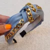 DIADEMA AZUL CON CADENA DORADA