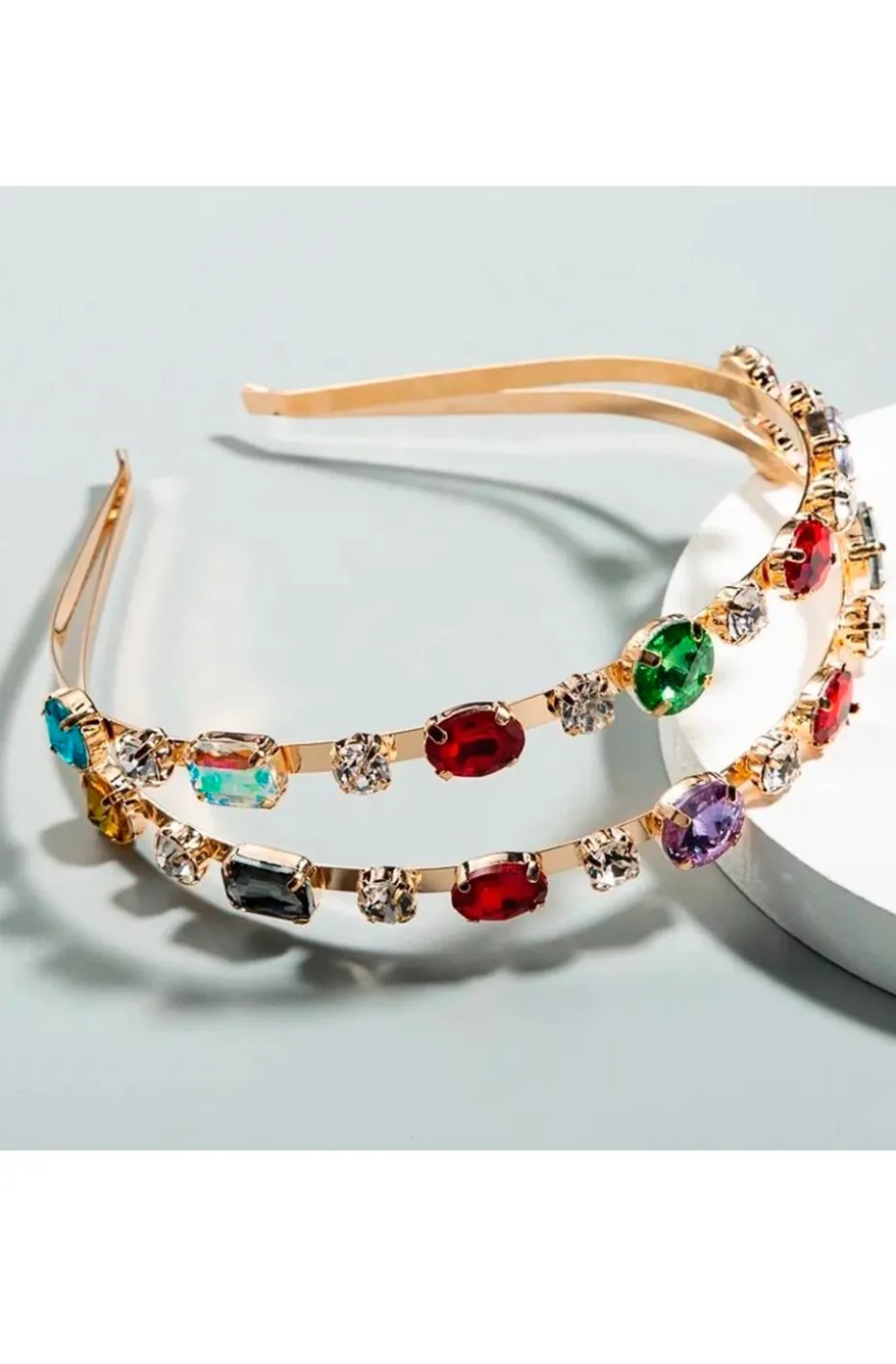 DIADEMA DOBLE CRISTALES MULTICOLOR