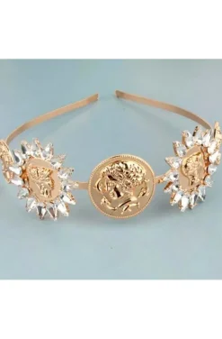 DIADEMA GRIEGA MONEDAS CRISTALES