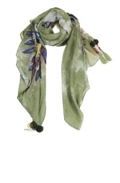 FOULARD PLUMAS BOHO VERDE