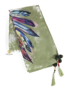 FOULARD PLUMAS BOHO VERDE