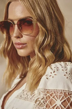 GAFAS DE MODA DORADA F