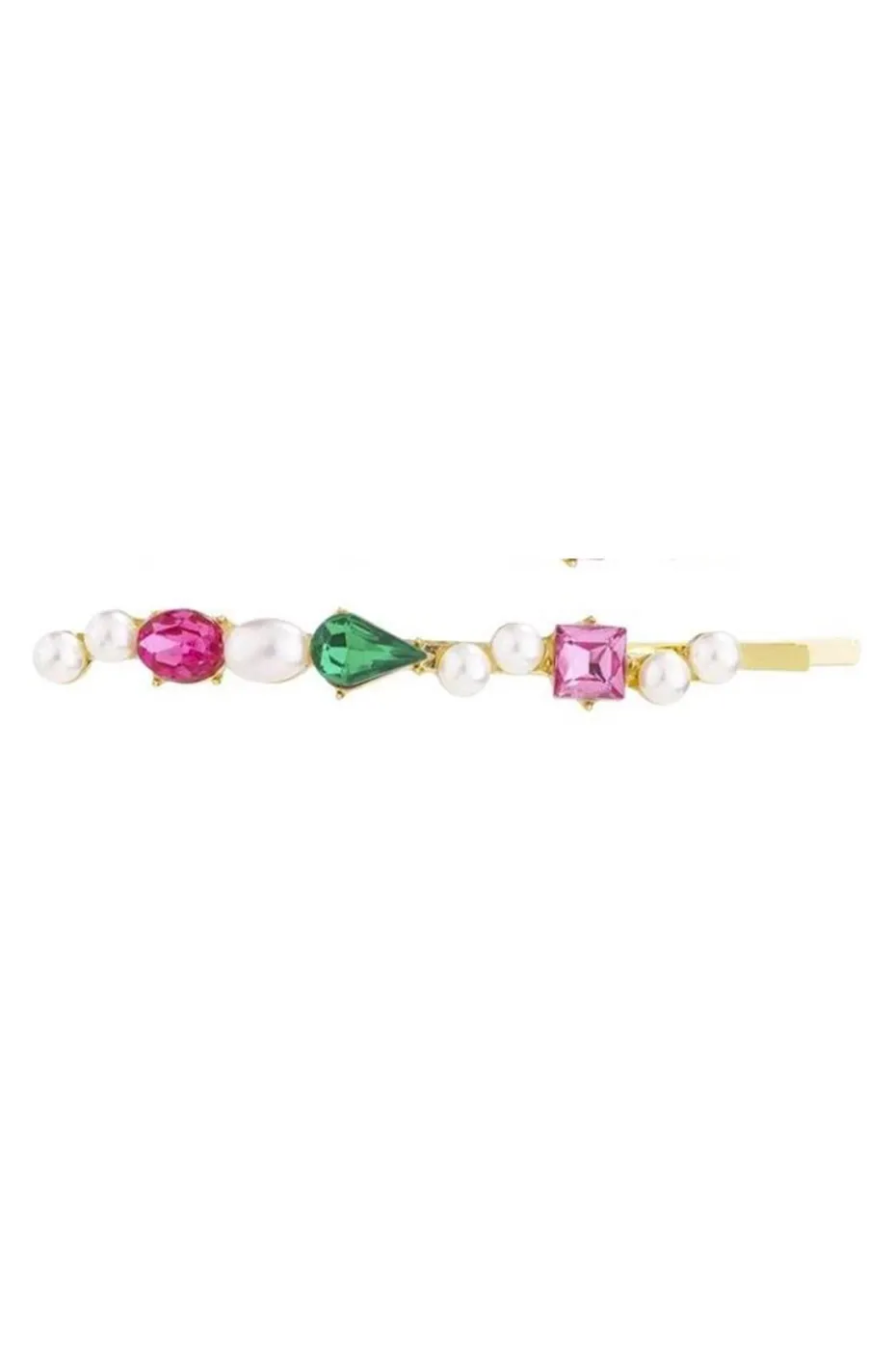 HORQUILLA MULTICOLOR STRASS Y PERLAS