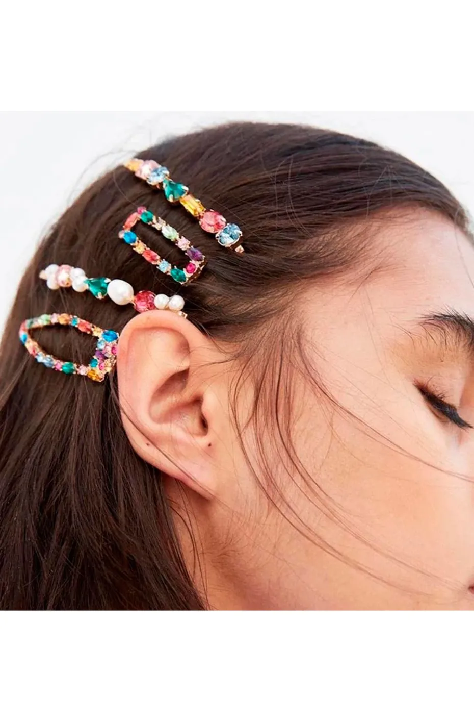 HORQUILLA MULTICOLOR STRASS Y PERLAS